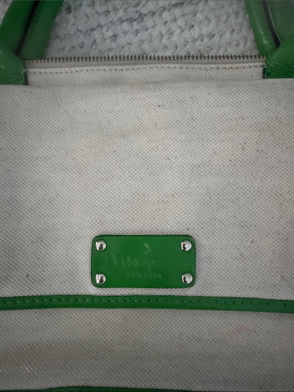 Green Trim Canvas Tote Bag